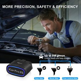 vLinker iCar Pro 2S next to car key for scale showing its portable convenience
