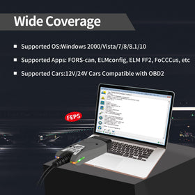vLinker connected to laptop running FORScan for fast live-data streaming