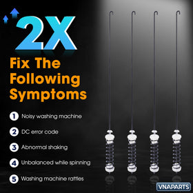 VNAPARTS installed suspension rods inside washer demonstrating reduced vibration