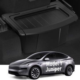 vnkesno front view installed in Model Y Juniper showing tidy storage benefit