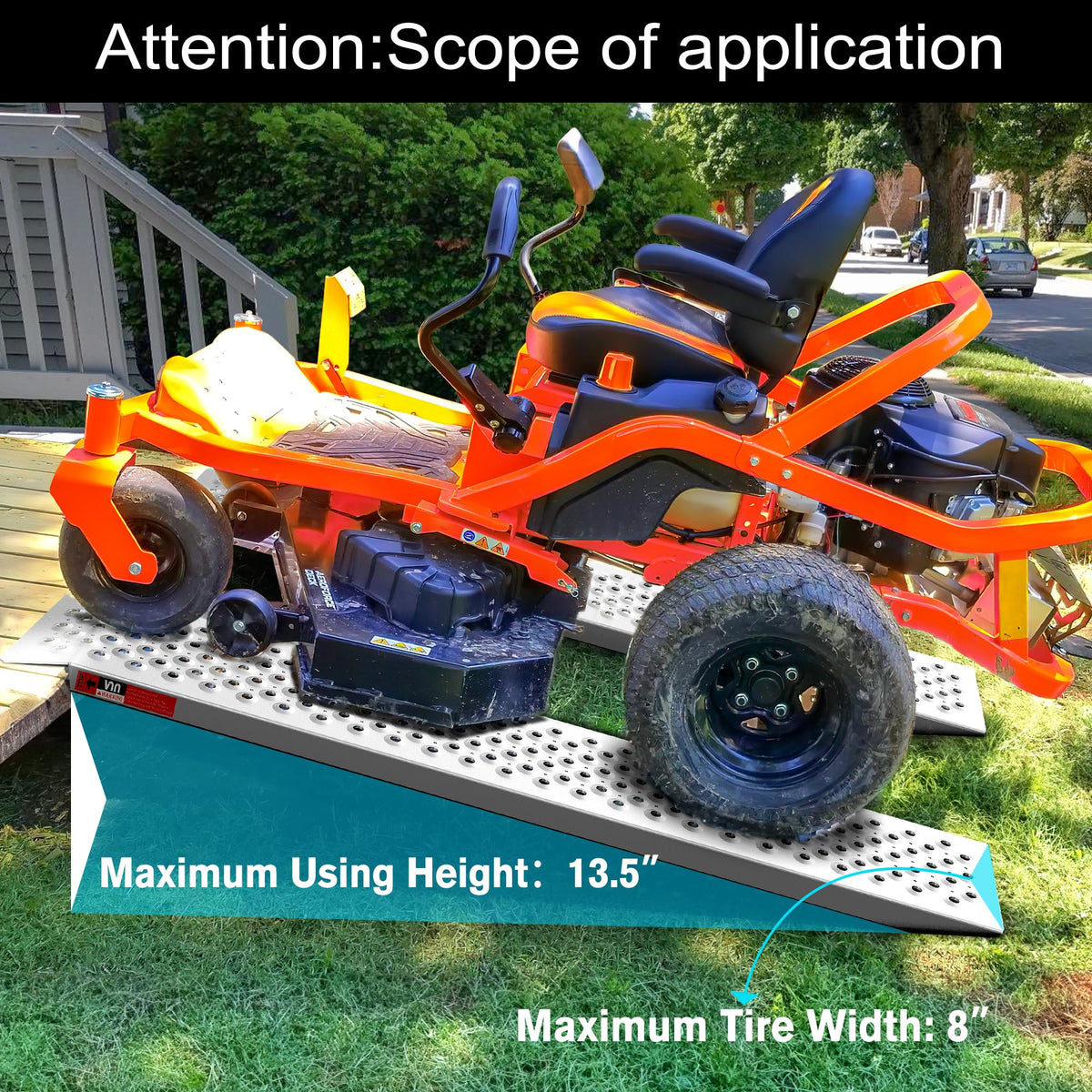 VNN ramp in use loading mower demonstrating safer rolling access