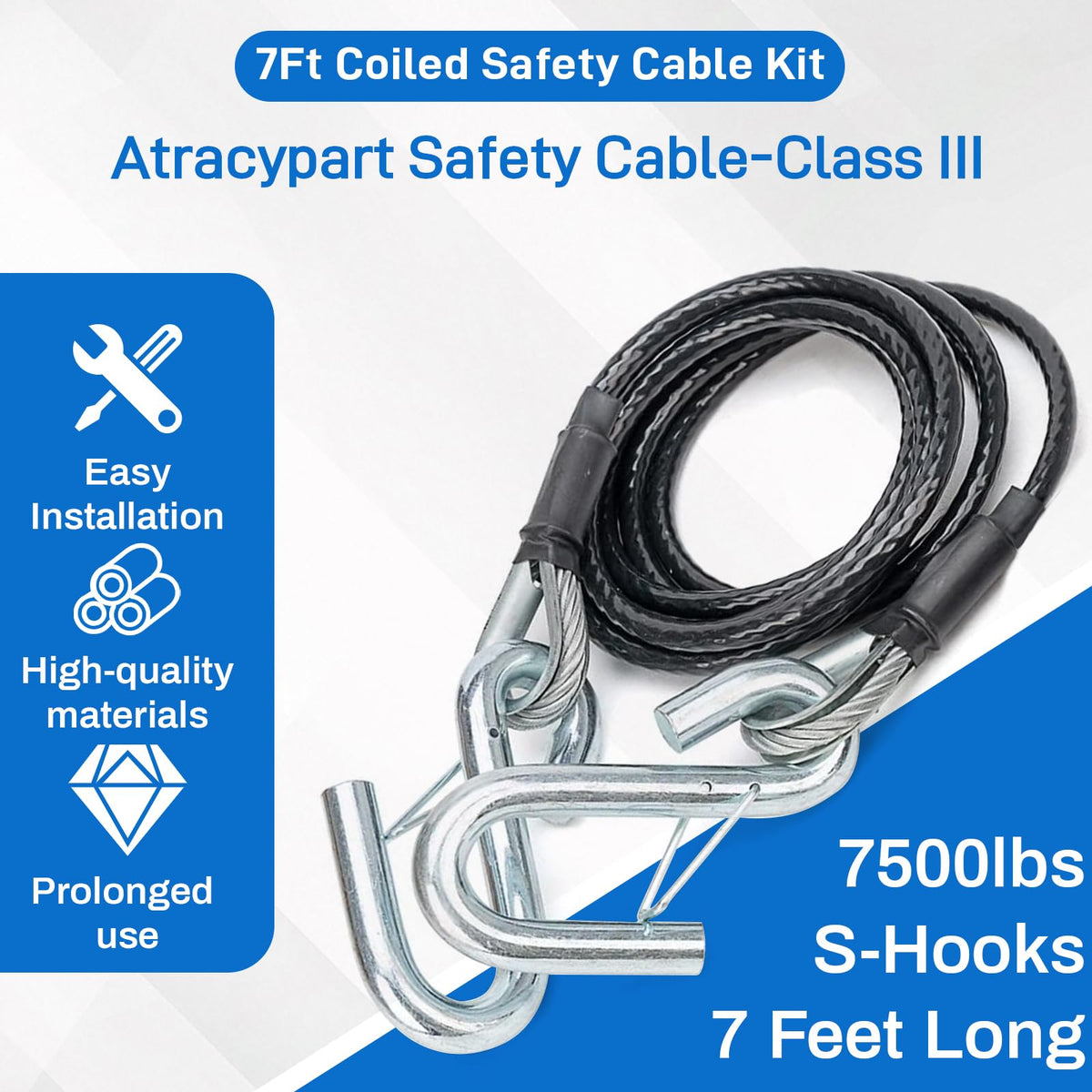 VODCACA coiled cable detail displaying compact design and reduced road drag benefit
