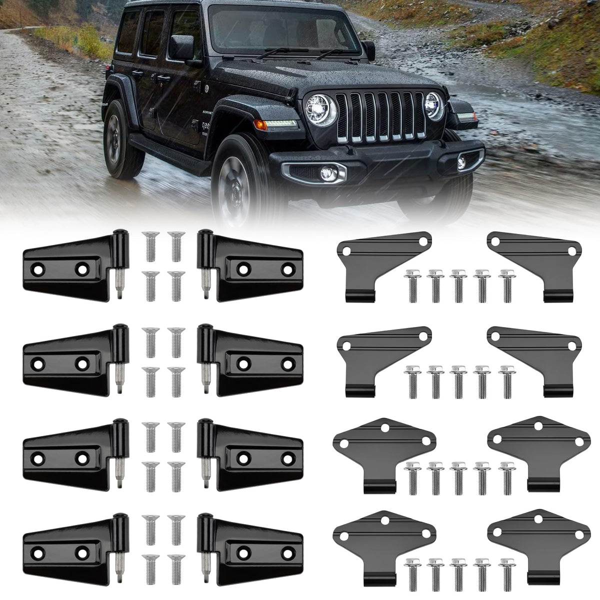 VODCACA front packaging showing complete hinge kit and all hardware benefits durability