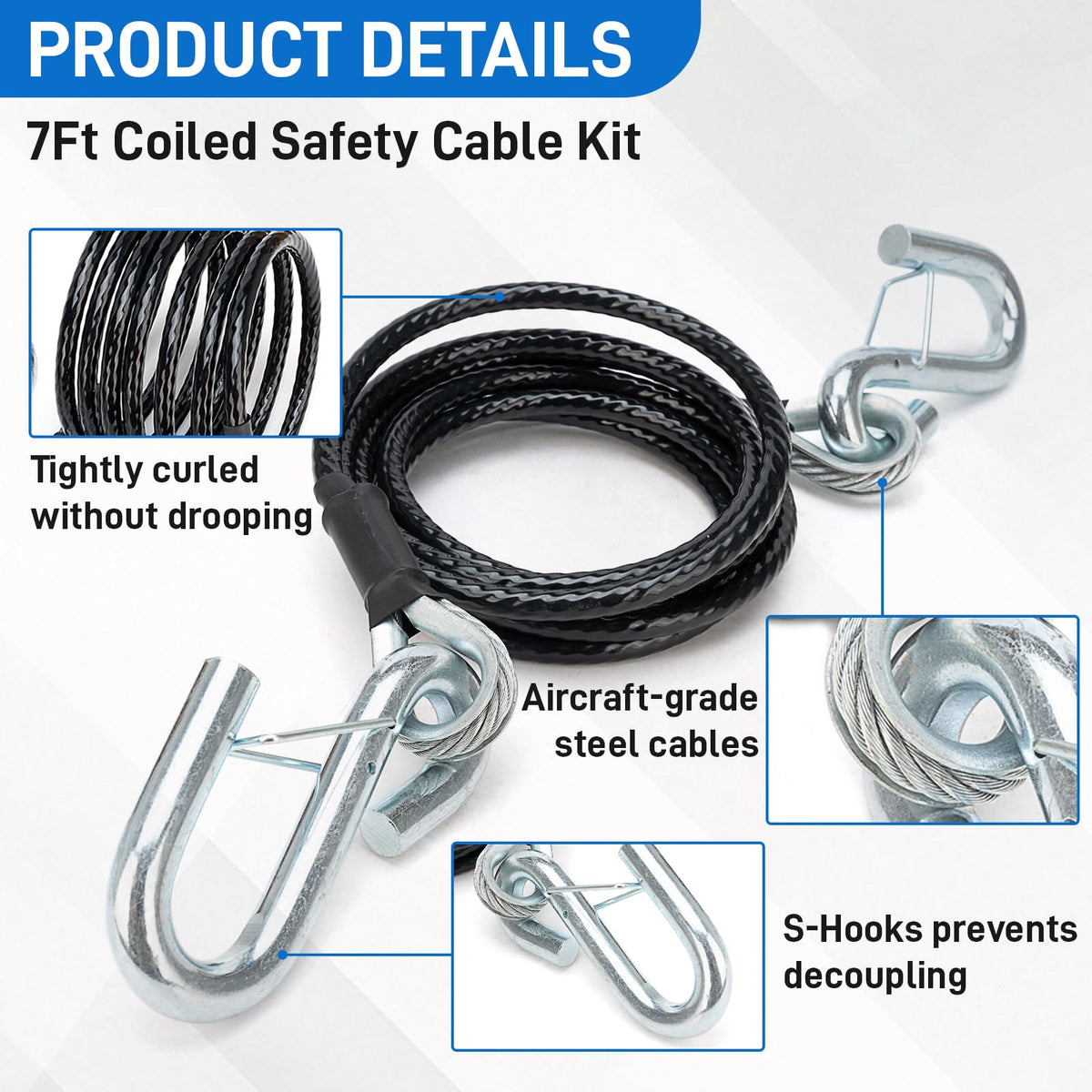 VODCACA S-hook with rubber keeper close-up illustrating secure hooked connection