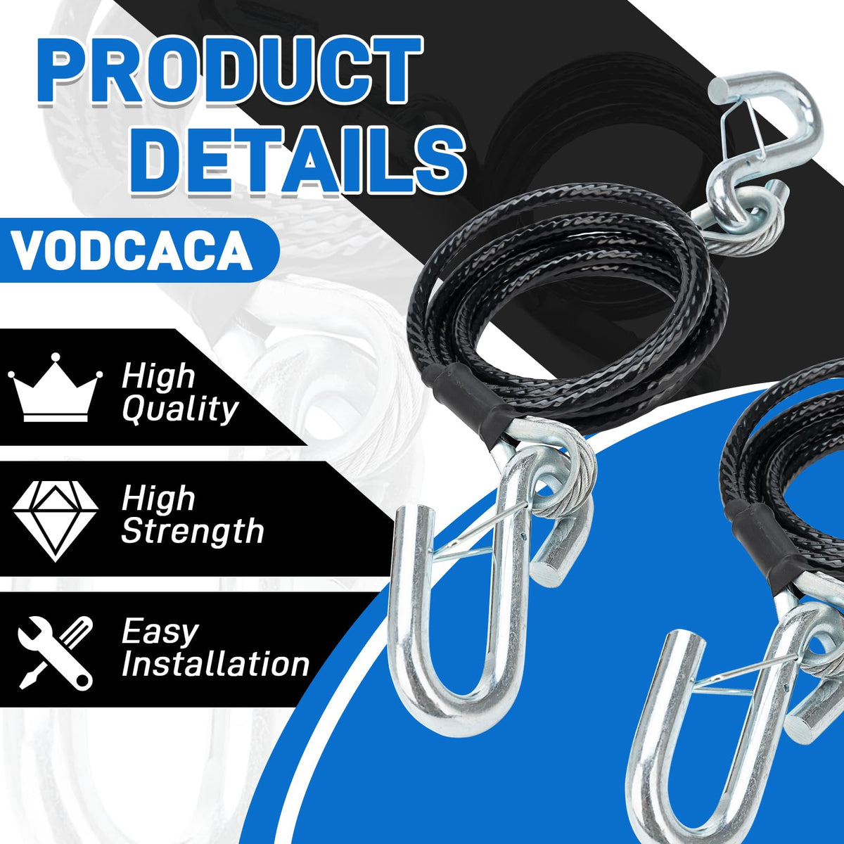 VODCACA two-piece kit laid out showing both cables and hardware for easy inspection