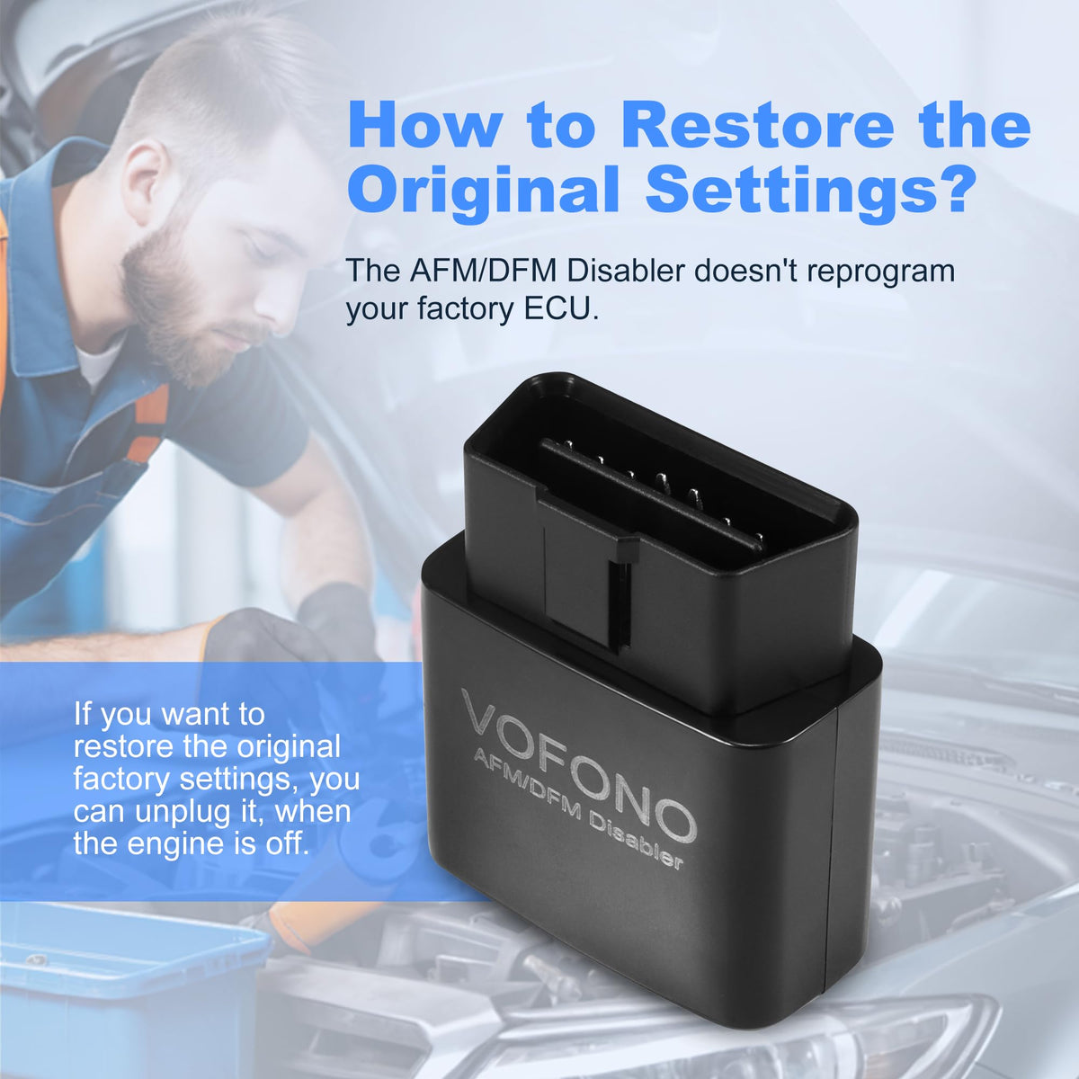 VOFONO held in hand for scale showing compact size and portability benefit