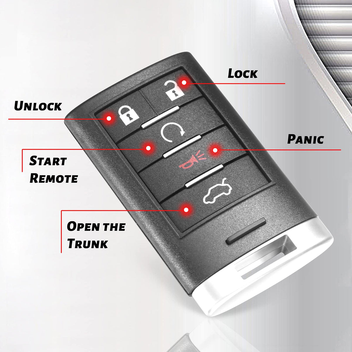 VOFONO key fob in hand illustrating compact size and ergonomic advantage