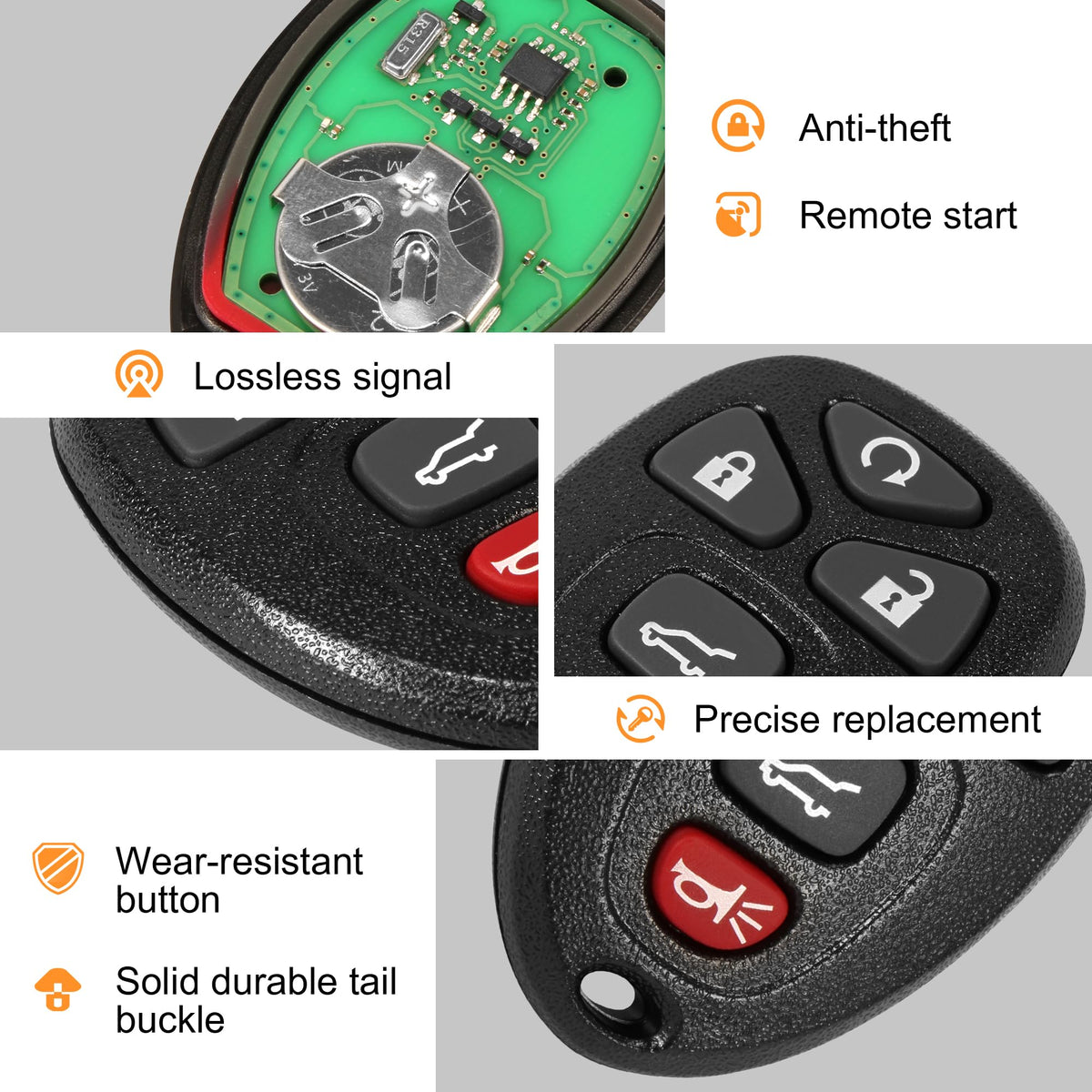 VOFONO key fob next to a Chevy Traverse showing vehicle compatibility