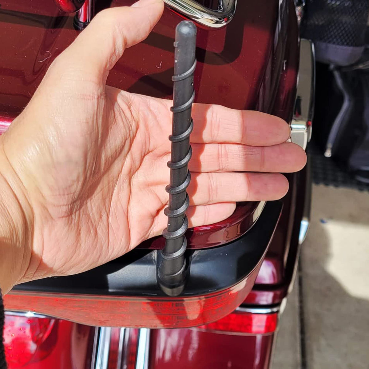 VOFONO antenna next to ruler showing 7-inch size for compact styling
