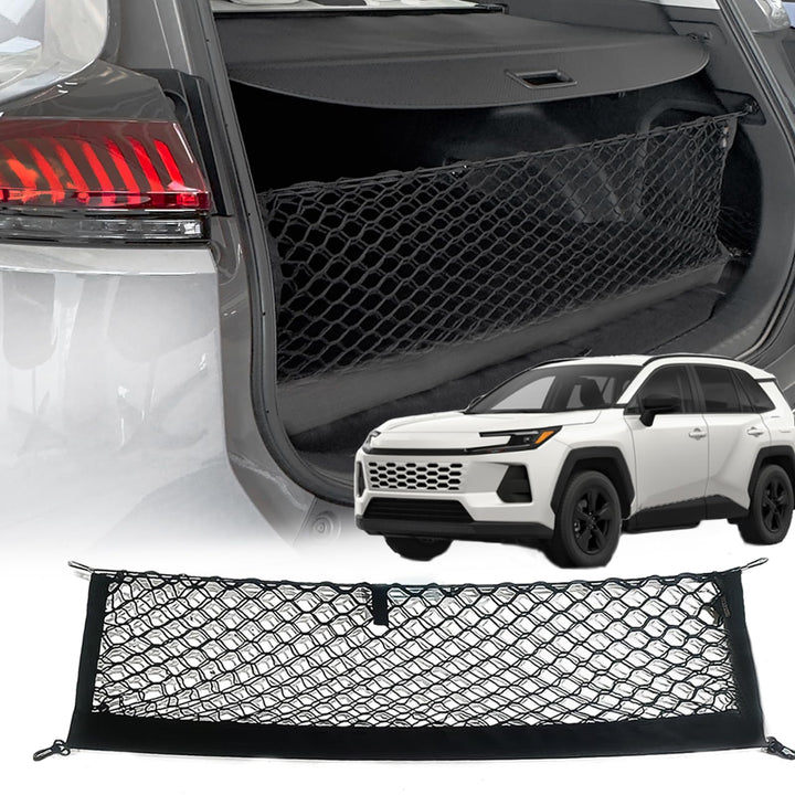 Volcaner front view of cargo net packaging showing compact accessory and fit