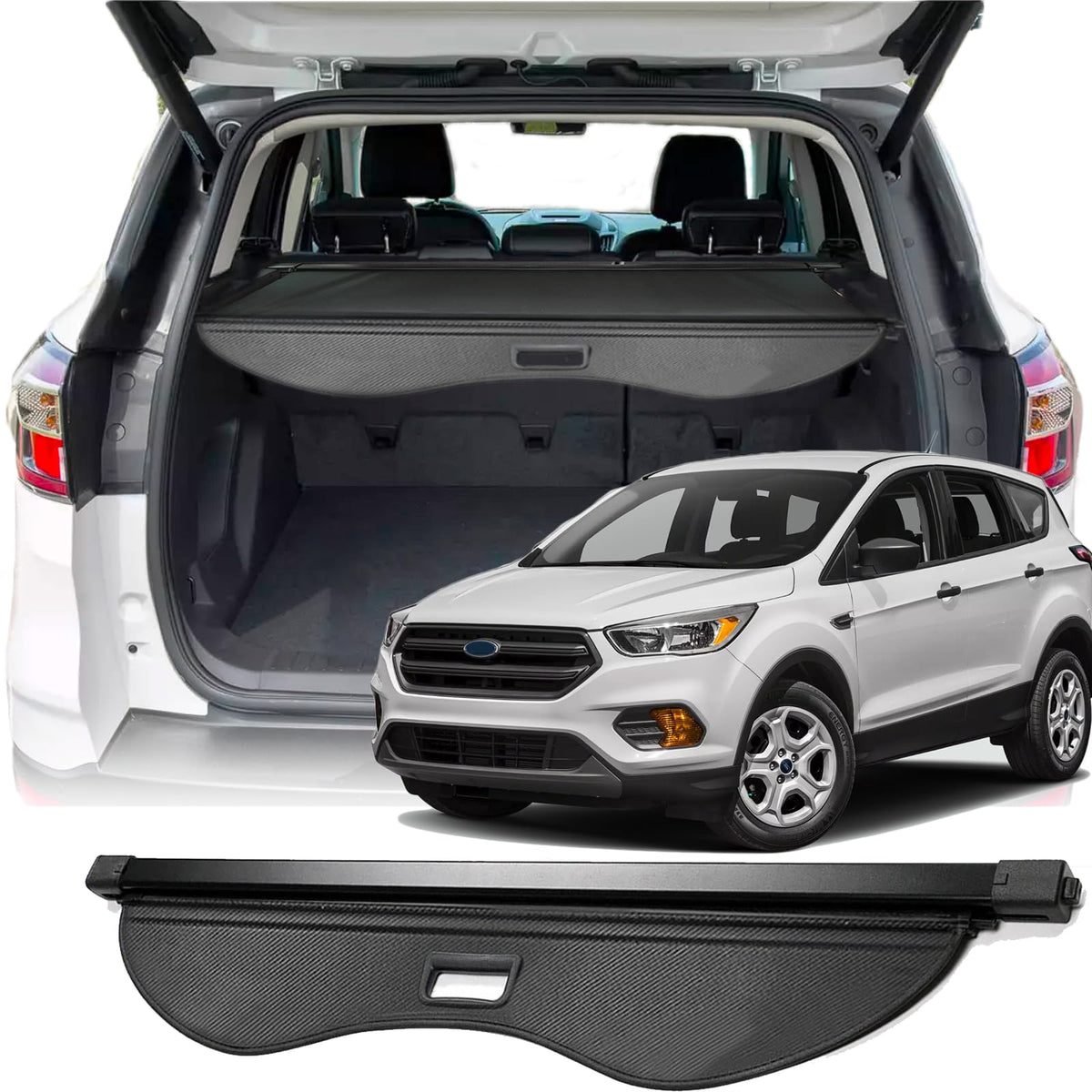Volcaner front view installed in Ford Escape showing full coverage and privacy