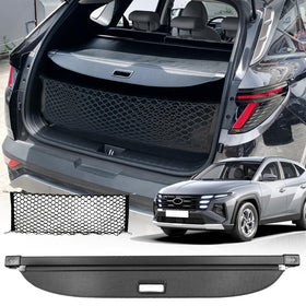 Volcaner front view installed in Hyundai Tucson showing clean covered trunk and privacy benefit