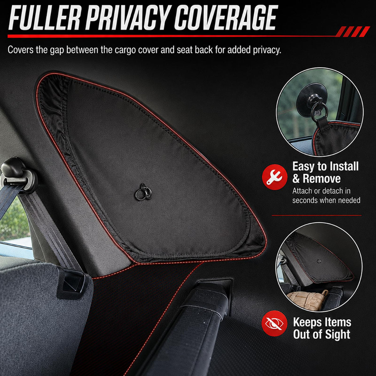 Volcaner cargo cover retracted to reveal full trunk access convenience