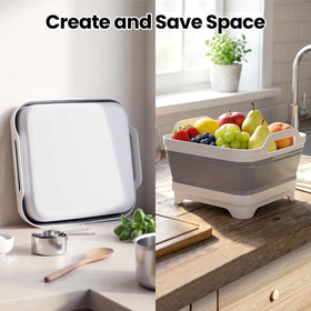 Volnamal camping setup showing portable basin for outdoor cleaning