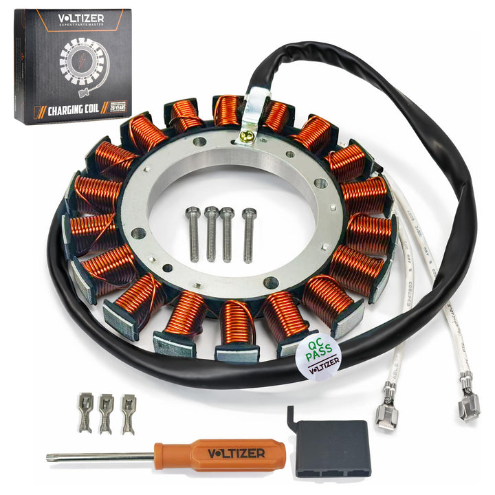 VOLTIZER stator front assembly showing complete kit and benefit of plug-and-play replacement