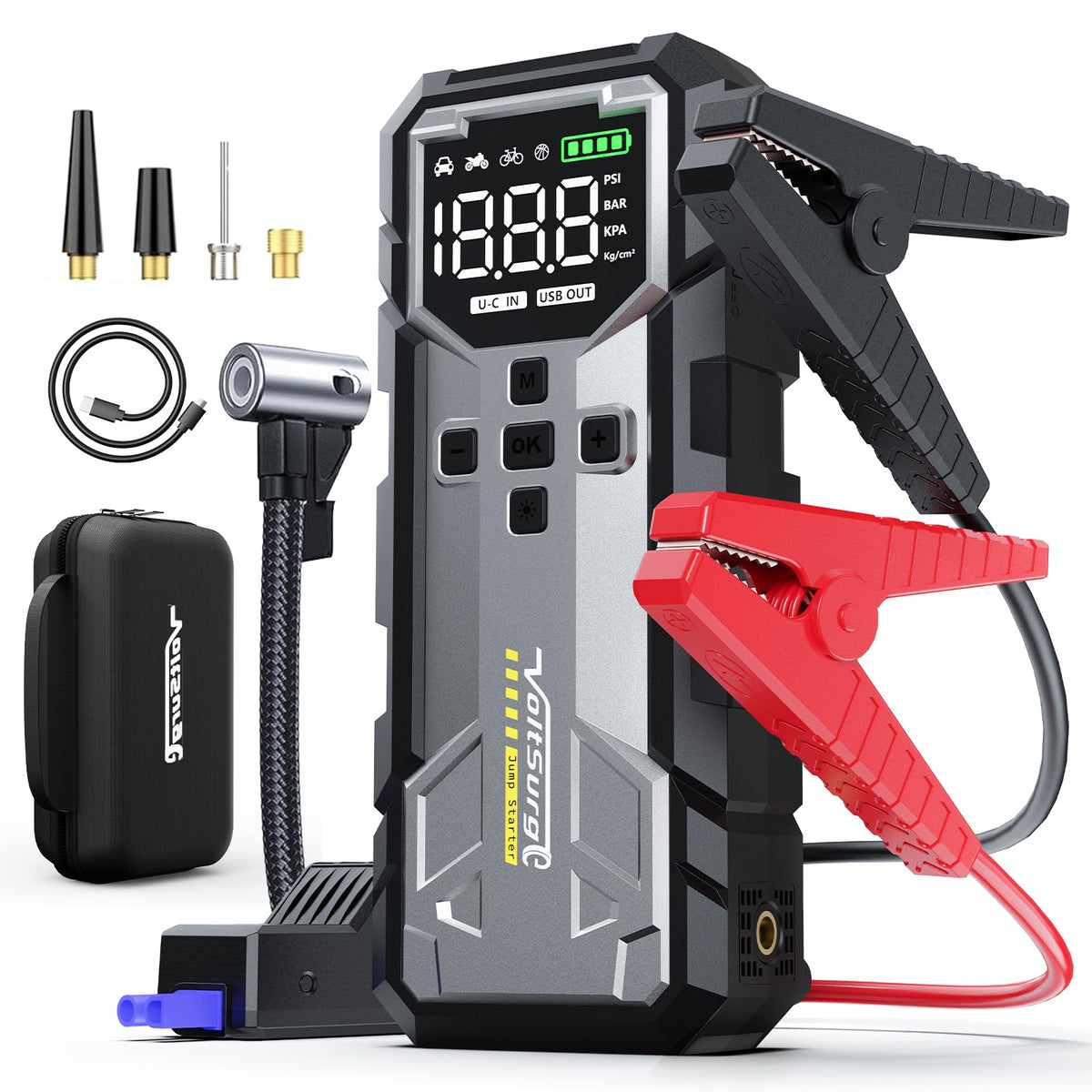 VoltSurge front panel showing ports and compressor outlet for easy operation