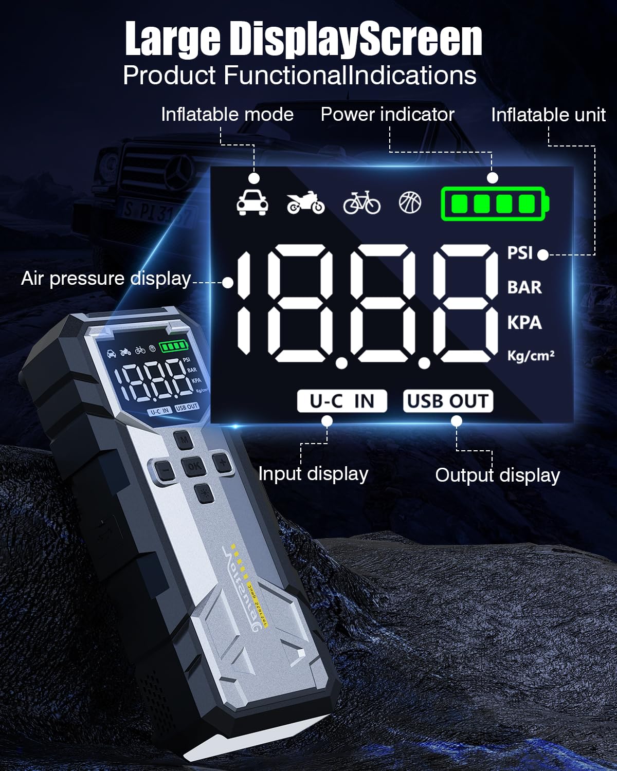 VoltSurge next to car key showing compact scale and portability benefit