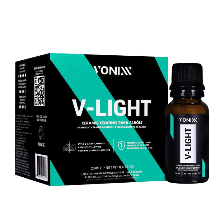 vonixx V-Light front bottle view showing compact 20ml packaging and protection benefit