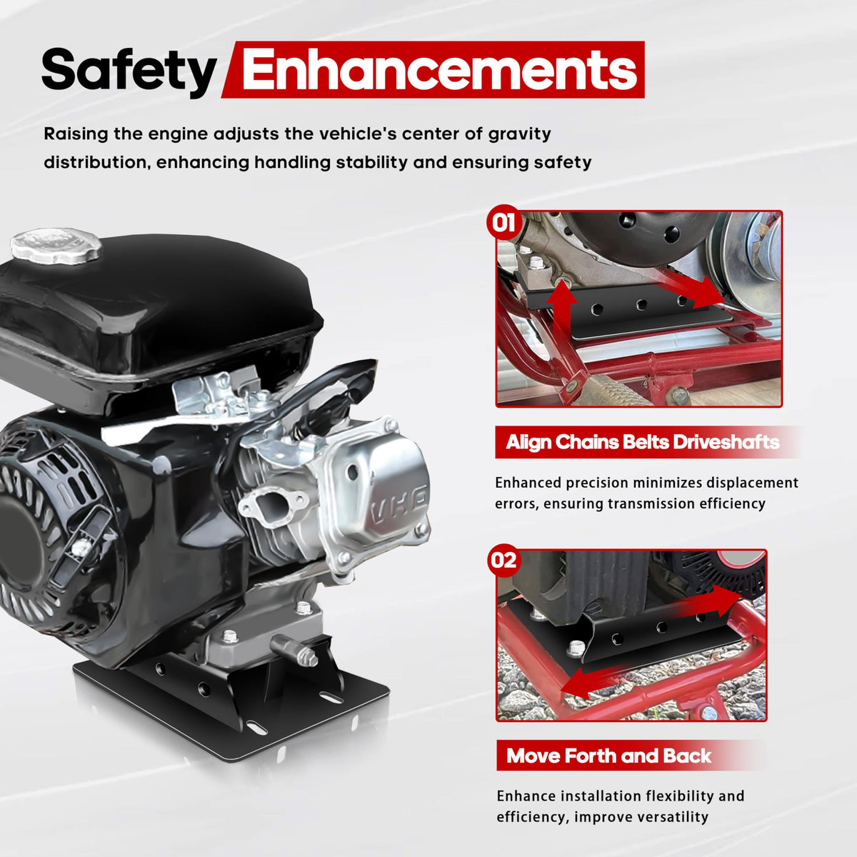VONLX installed on a mini-bike frame to illustrate correct alignment and secure fit