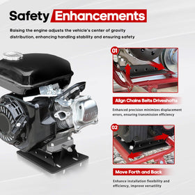 VONLX installed on a mini-bike frame to illustrate correct alignment and secure fit