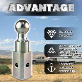 VONLX packaged unit showing single included hi-rise gooseneck ball ready to install
