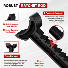 VONLX serrated upright rod detail for secure incremental height locking