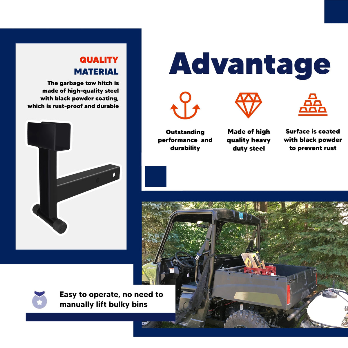 VONLX beside a yard tool for scale explaining compact footprint and clearance