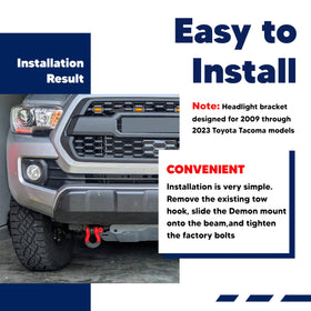 VONLX side profile of bracket revealing mounting alignment with factory tow hook