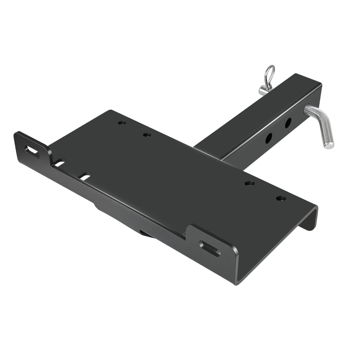 VONLX winch hitch plate front view showing stable cradle and secure mount