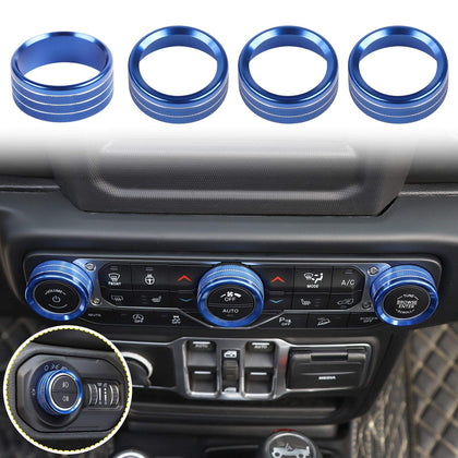 Voodonala front view of blue knob covers showing neat packaging and upgraded look