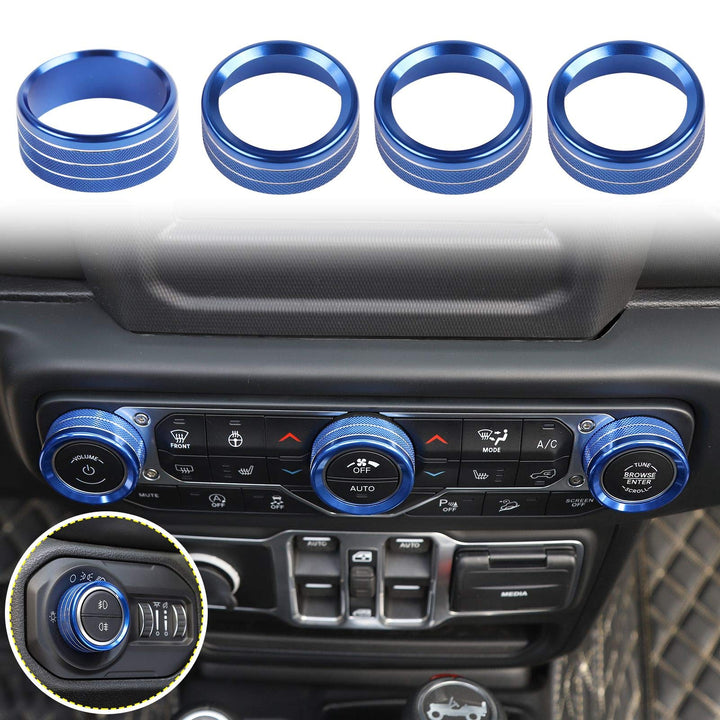 Voodonala front view of blue knob covers showing neat packaging and upgraded look
