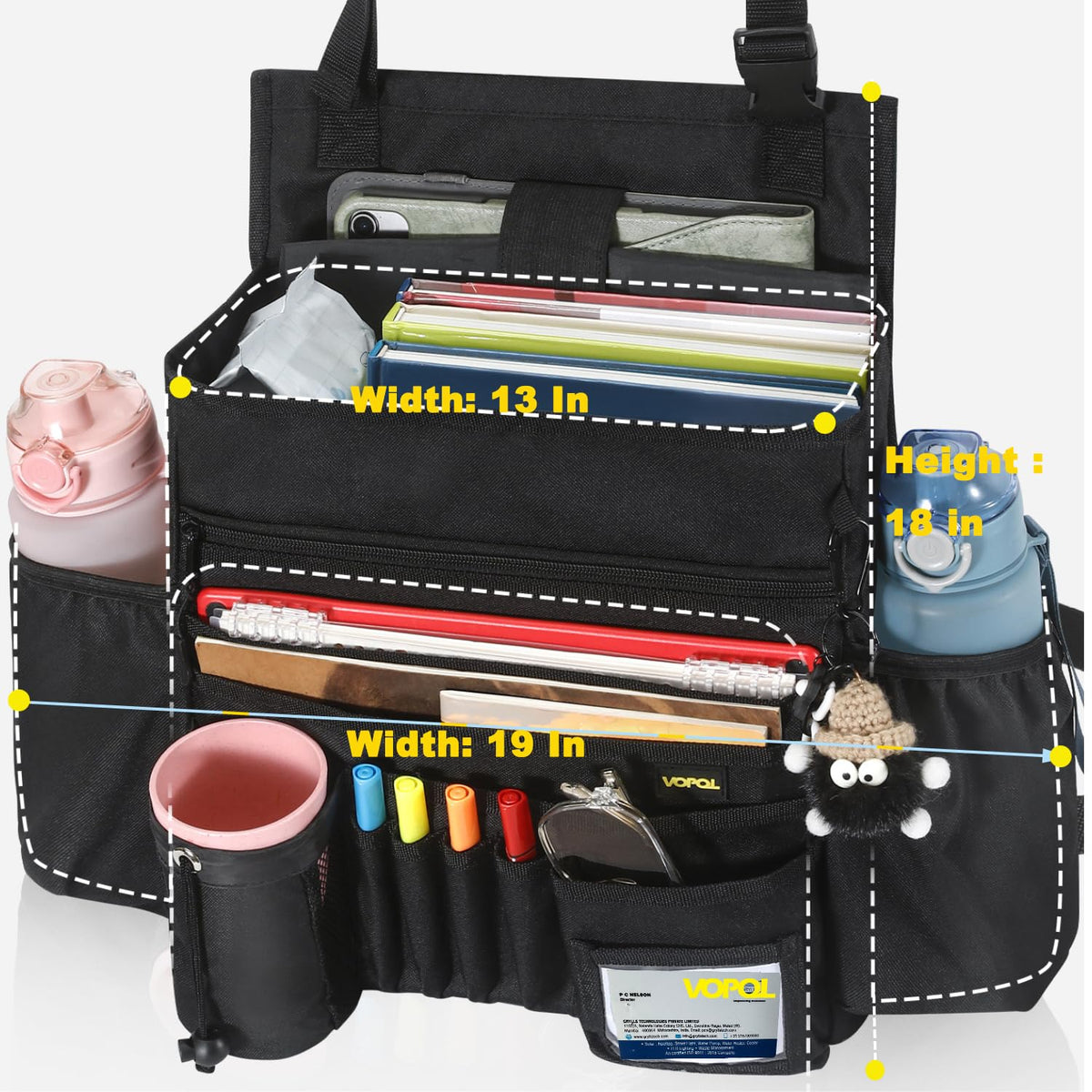 VOPQL on rear seat with two passengers showing space-saving organization
