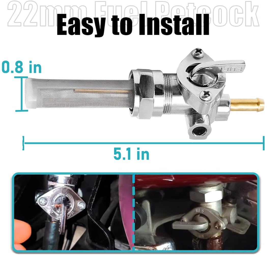 VORIPO petcock installed on Harley tank demonstrating correct fit and functional benefit