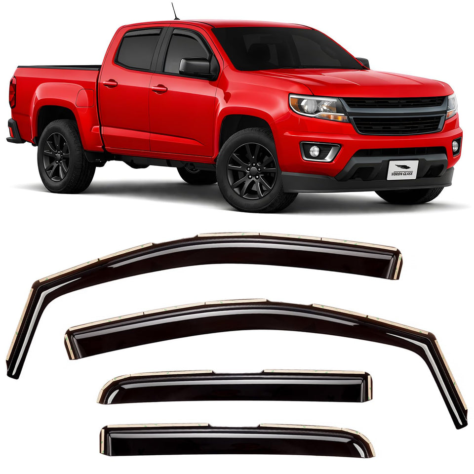 Voron Glass front packaging showing custom-fit Chevy Colorado guards and benefits