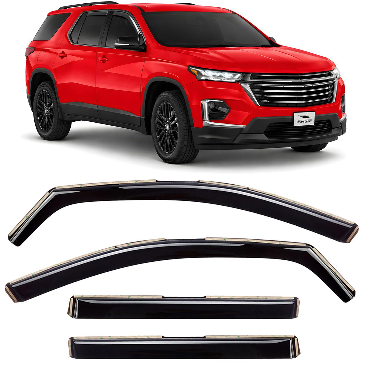 Voron Glass front passenger rain guard showing sleek fit and weather protection