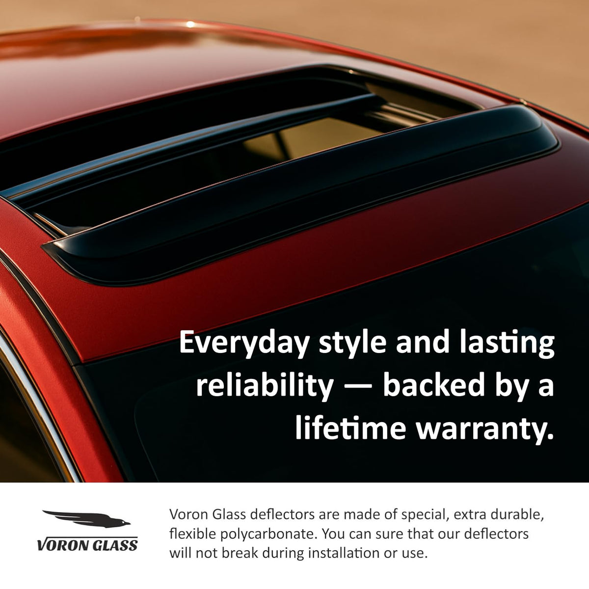 Voron Glass installed on sedan demonstrating reduced wind noise benefit