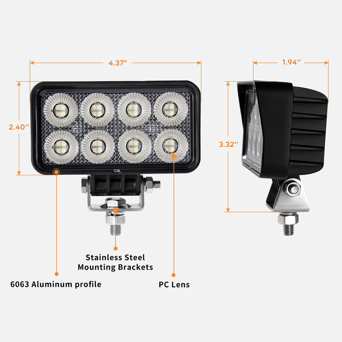 VOSIGLIA mounted on a tractor providing broad work area illumination