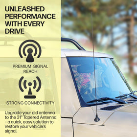 Votex antenna installed on Jeep Wrangler illustrating clean integrated appearance