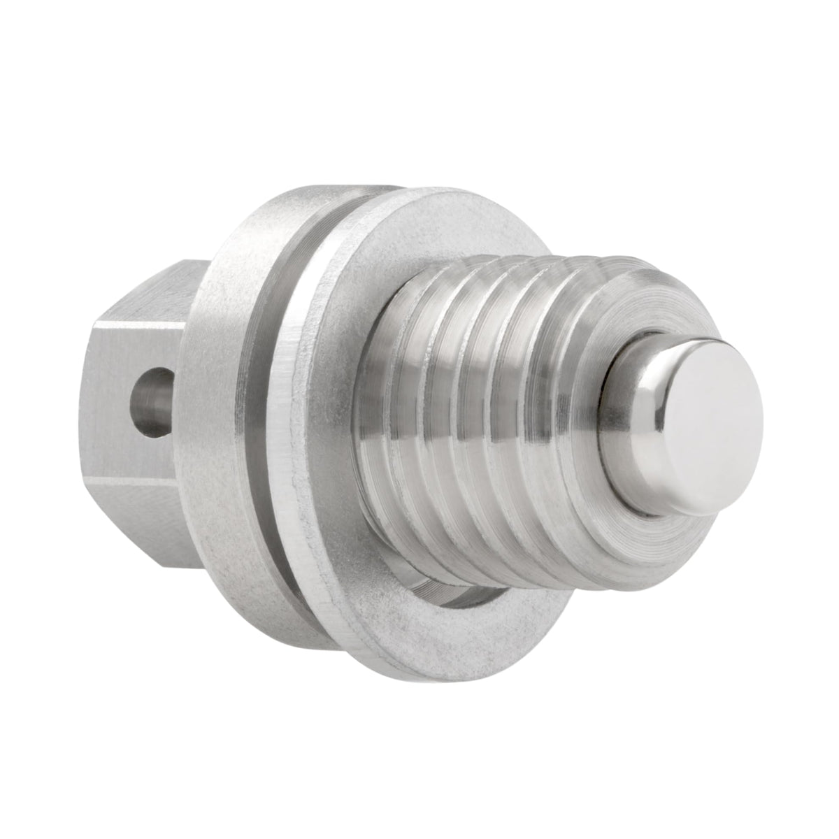 Votex front view of stainless steel plug showing durable finish and secure fit