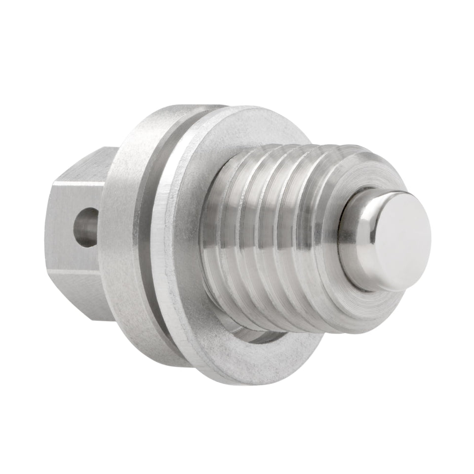 Votex front view of stainless steel plug showing durable finish and secure fit