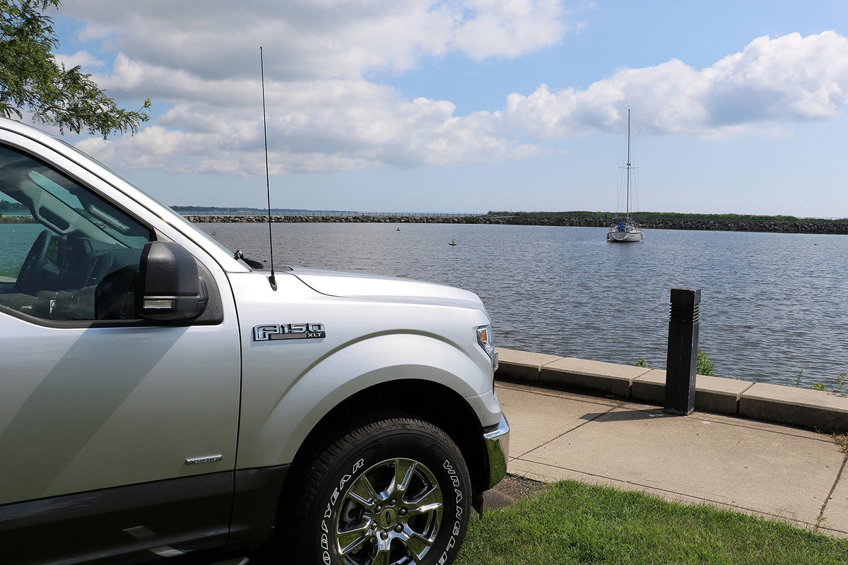 Votex antenna installed on Toyota Tundra demonstrating secure OEM-size fit