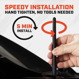 Votex size comparison with stock mast showing reduced height and safer profile