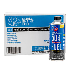 VP Racing Fuels front packaging showing 8-quart pack and convenience