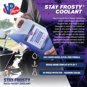 VP Racing close-up of label highlighting race-ready coolant features