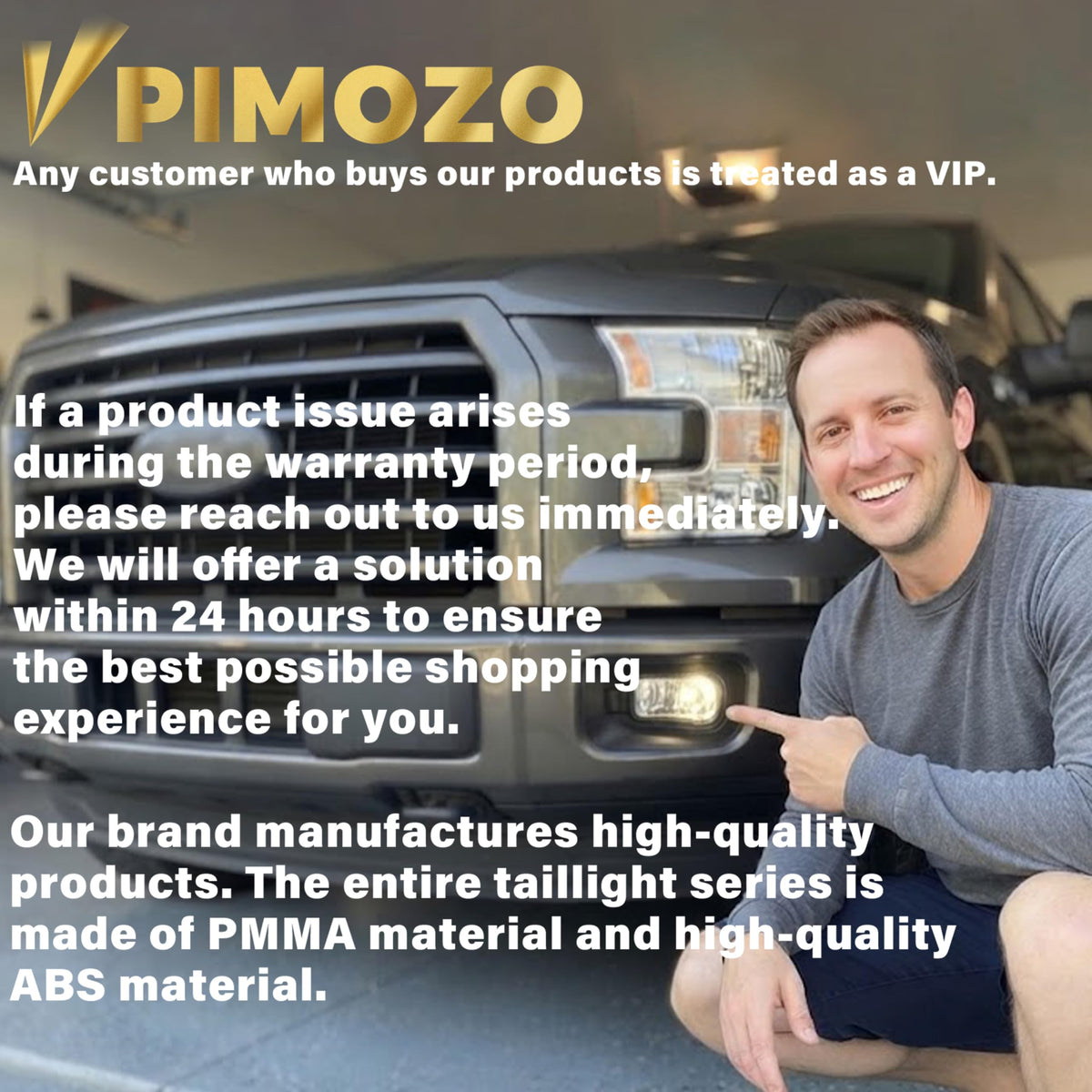 VPIMOZO product packaging and warranty card showing included one-year warranty