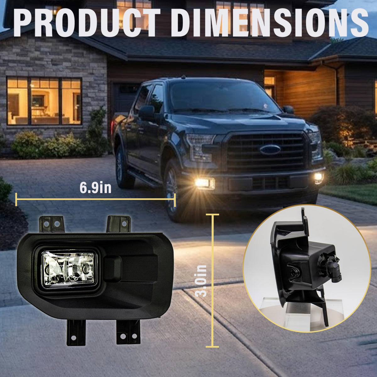 VPIMOZO fog light exposed to water splash proving IP67 weather protection