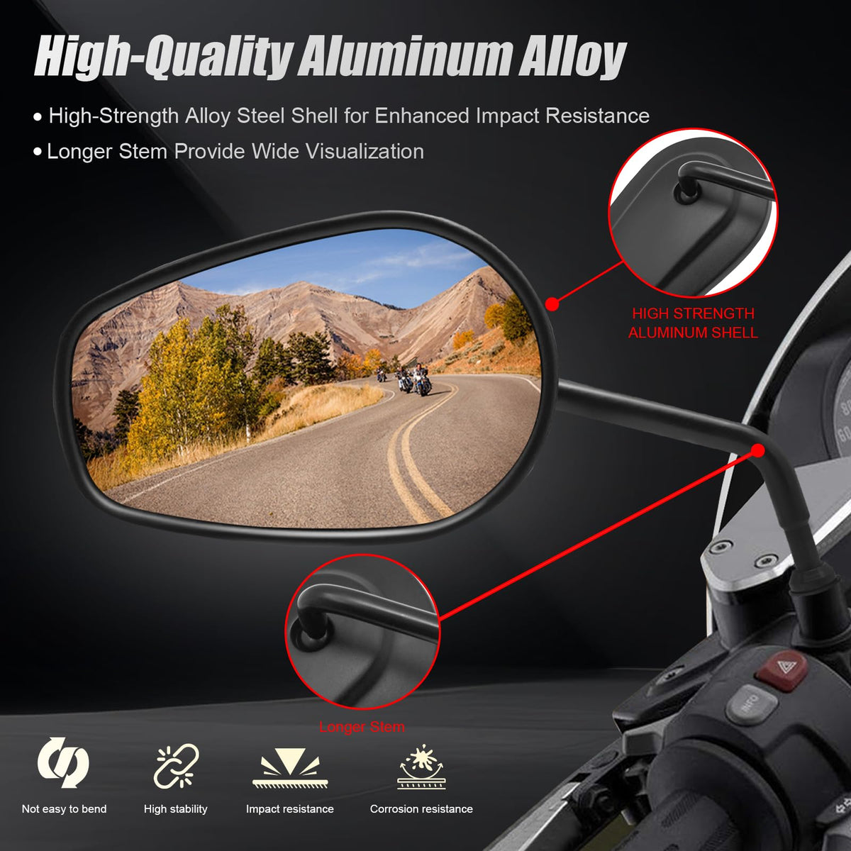 VPZMT close-up of mirror face showing reflective surface and improved rear visibility benefit
