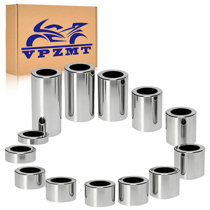VPZMT front view of full 13-piece spacer kit showing chrome finish and variety - shows readiness