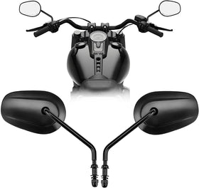 VPZMT front view of mirror pair showing compact teardrop design and benefit of sleek styling
