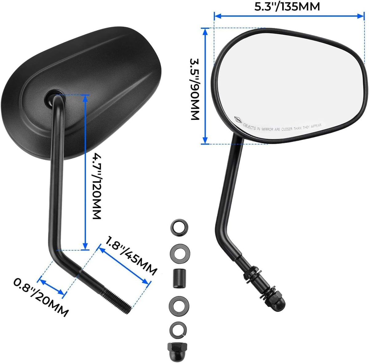 VPZMT mirror mounted on handlebar showing easy installation benefit